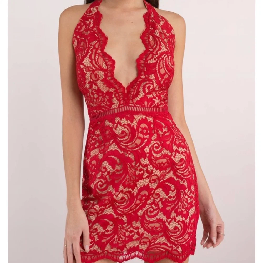 NWOT Plunging Red Dress - Picture 4 of 5